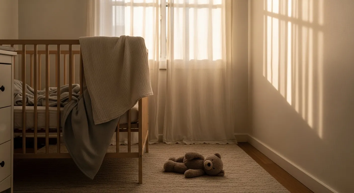 A quiet nursery in soft morning light after a full night of sleep