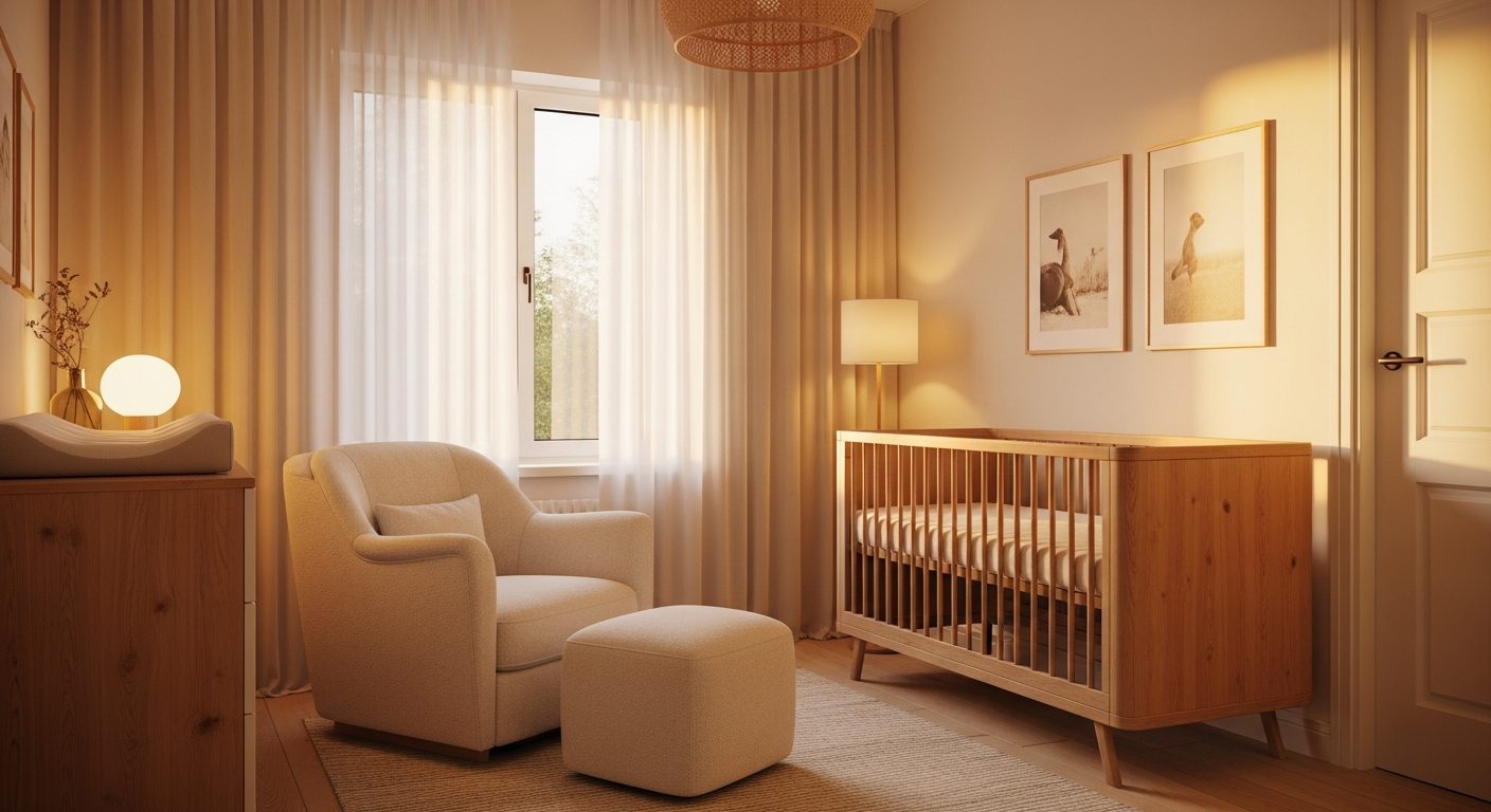 Peaceful nursery prepared for overnight sleep training in a San Francisco home