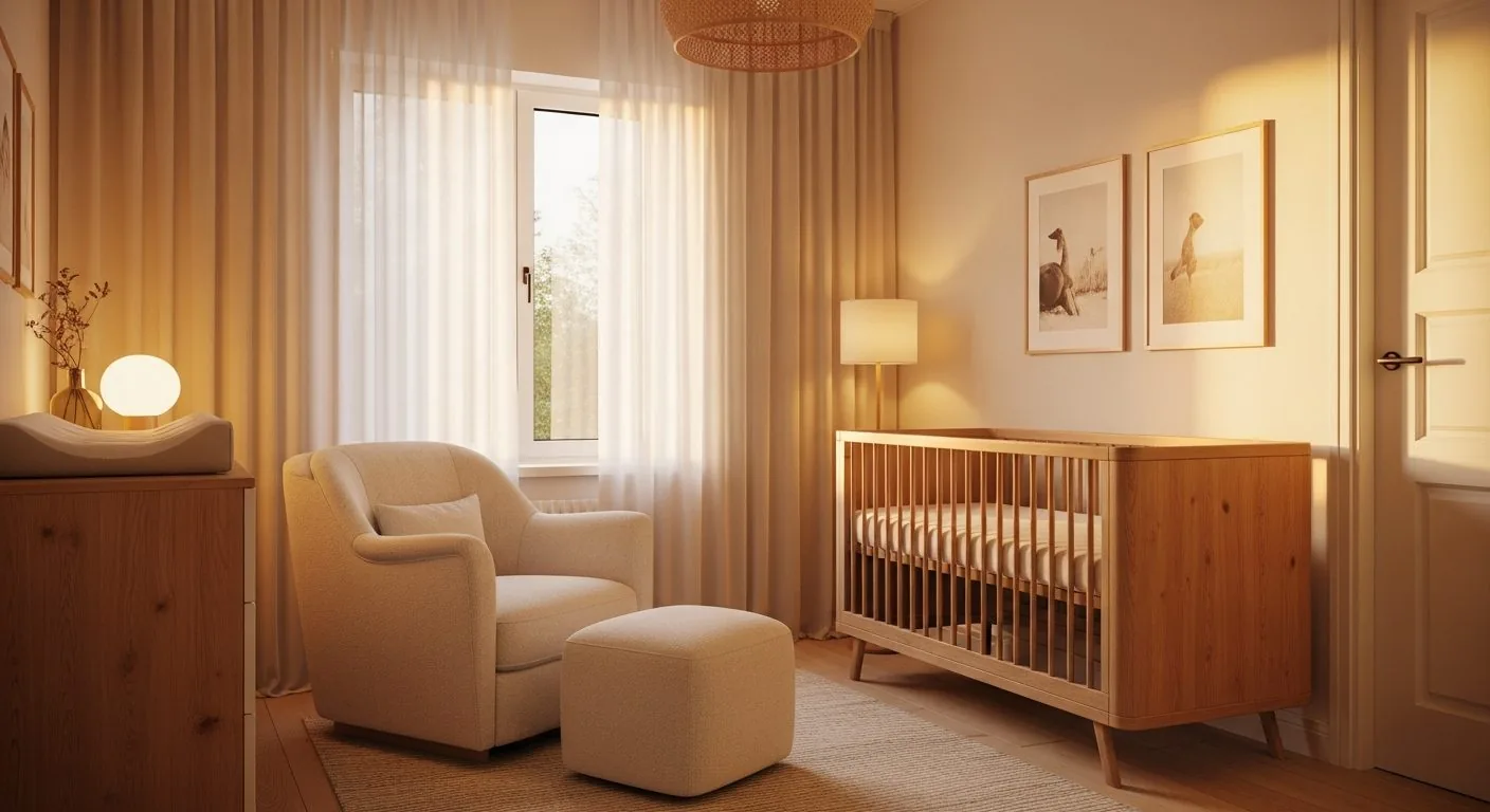 Peaceful nursery prepared for overnight sleep training in a San Francisco home